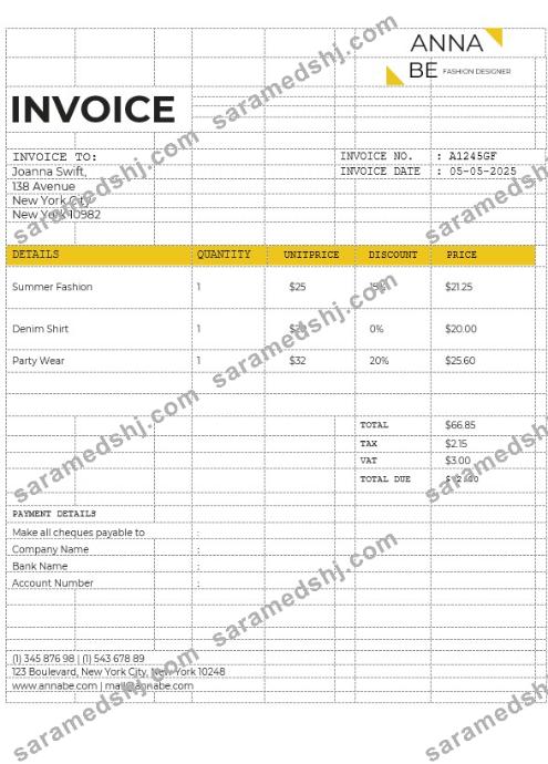 Fashion Designer Invoice Template